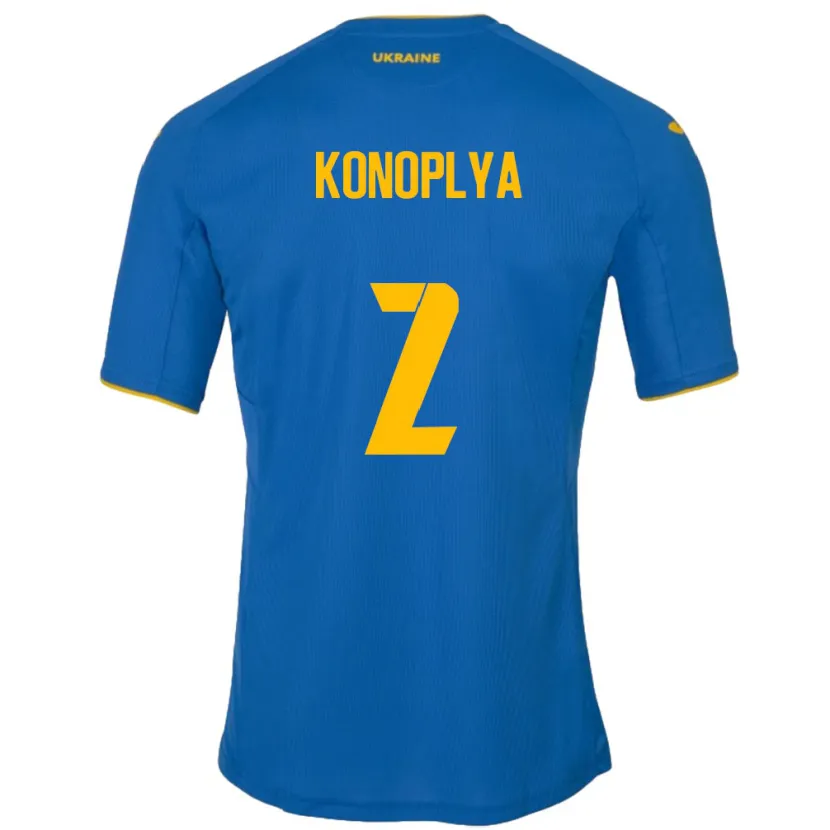 Danxen Mujer Camiseta Ucrania Yukhym Konoplya #2 Azul 2ª Equipación 24-26 La Camisa México