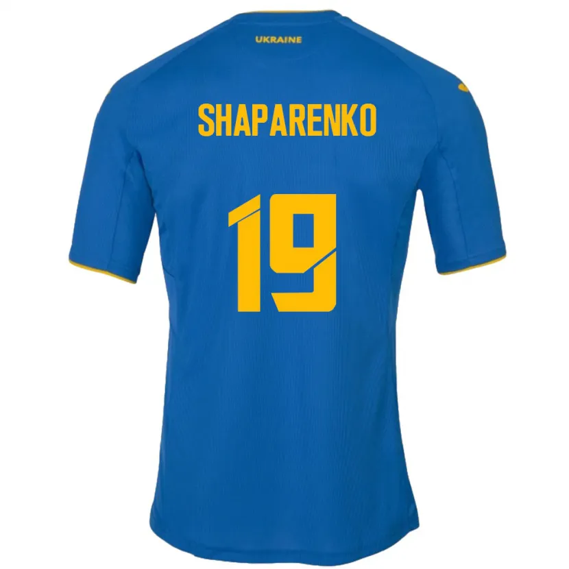 Danxen Mujer Camiseta Ucrania Mykola Shaparenko #19 Azul 2ª Equipación 24-26 La Camisa México
