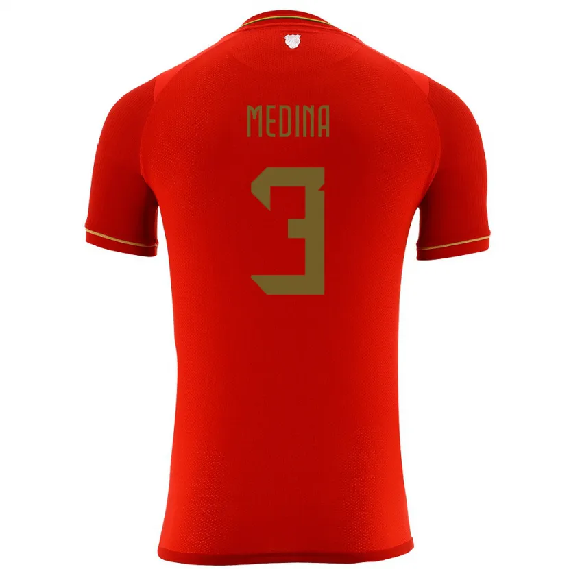 Danxen Mujer Camiseta Bolivia Diego Medina #3 Rojo 2ª Equipación 24-26 La Camisa México