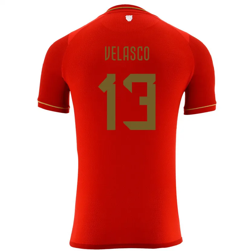 Danxen Mujer Camiseta Bolivia Jhon Velasco #13 Rojo 2ª Equipación 24-26 La Camisa México