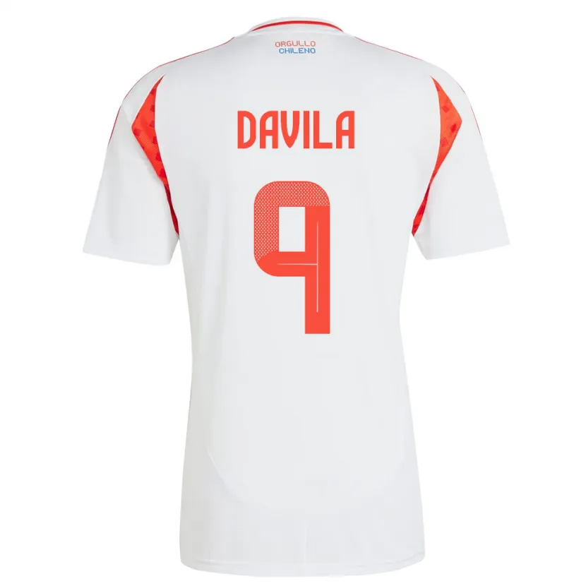 Danxen Mujer Camiseta Chile Víctor Dávila #9 Blanco 2ª Equipación 24-26 La Camisa México