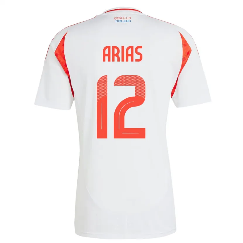 Danxen Mujer Camiseta Chile Gabriel Arias #12 Blanco 2ª Equipación 24-26 La Camisa México