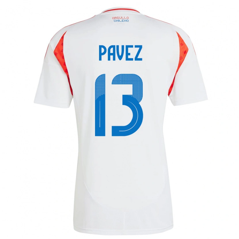 Danxen Mujer Camiseta Chile Esteban Pavez #17 Blanco 2ª Equipación 24-26 La Camisa México