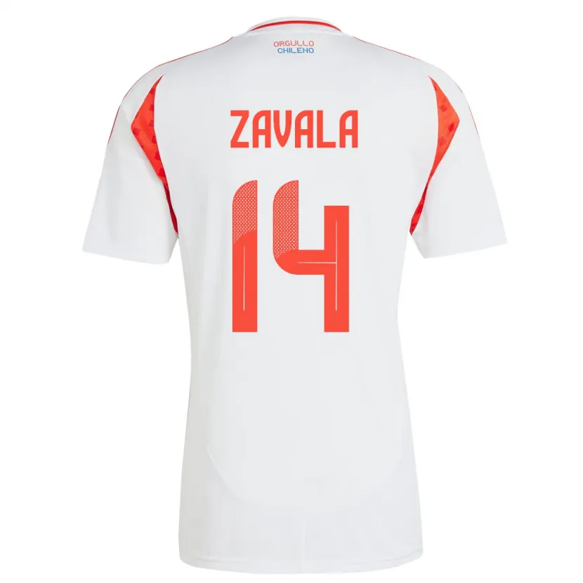 Danxen Mujer Camiseta Chile Cristián Zavala #14 Blanco 2ª Equipación 24-26 La Camisa México