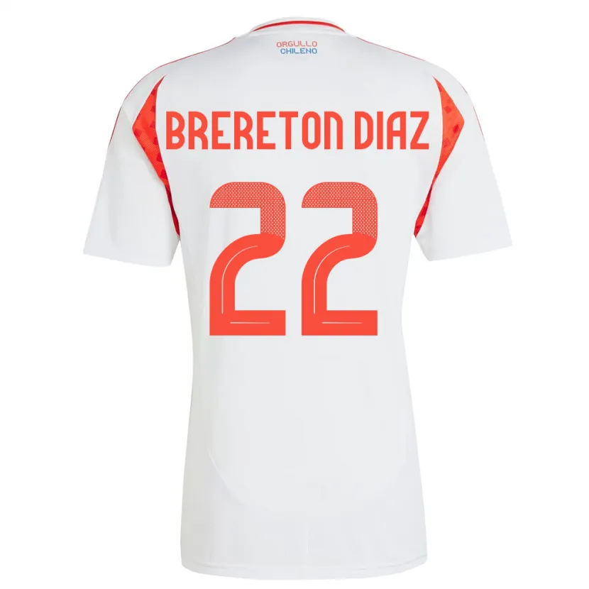Danxen Mujer Camiseta Chile Ben Brereton Díaz #22 Blanco 2ª Equipación 24-26 La Camisa México