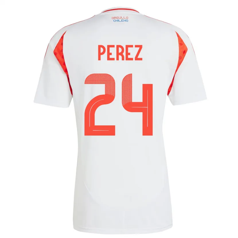 Danxen Mujer Camiseta Chile César Pérez #24 Blanco 2ª Equipación 24-26 La Camisa México