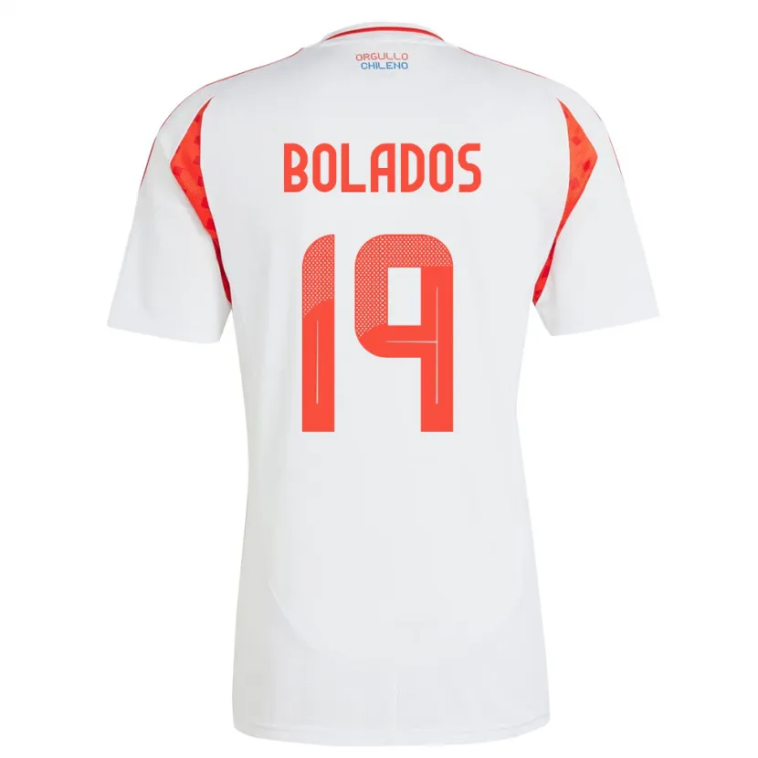 Danxen Mujer Camiseta Chile Marcos Bolados #19 Blanco 2ª Equipación 24-26 La Camisa México