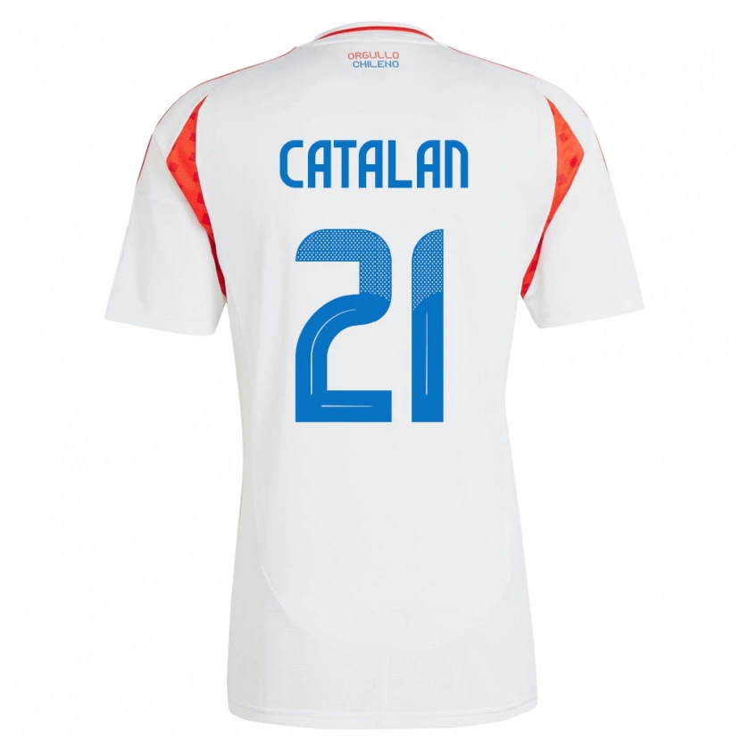 Danxen Mujer Camiseta Chile Matías Catalán #21 Blanco 2ª Equipación 24-26 La Camisa México