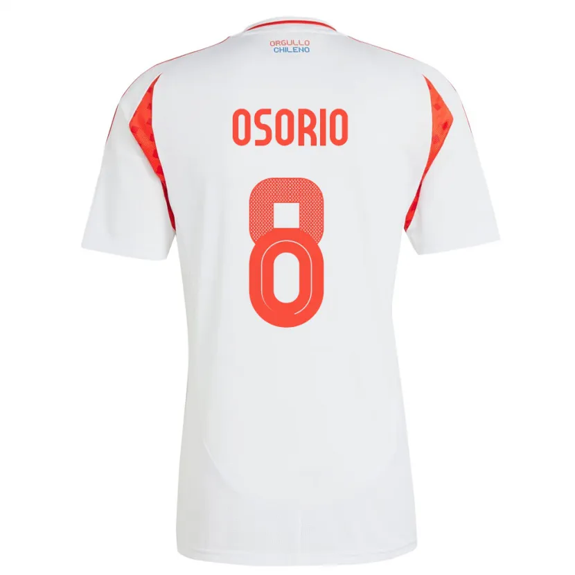 Danxen Mujer Camiseta Chile Darío Osorio #8 Blanco 2ª Equipación 24-26 La Camisa México