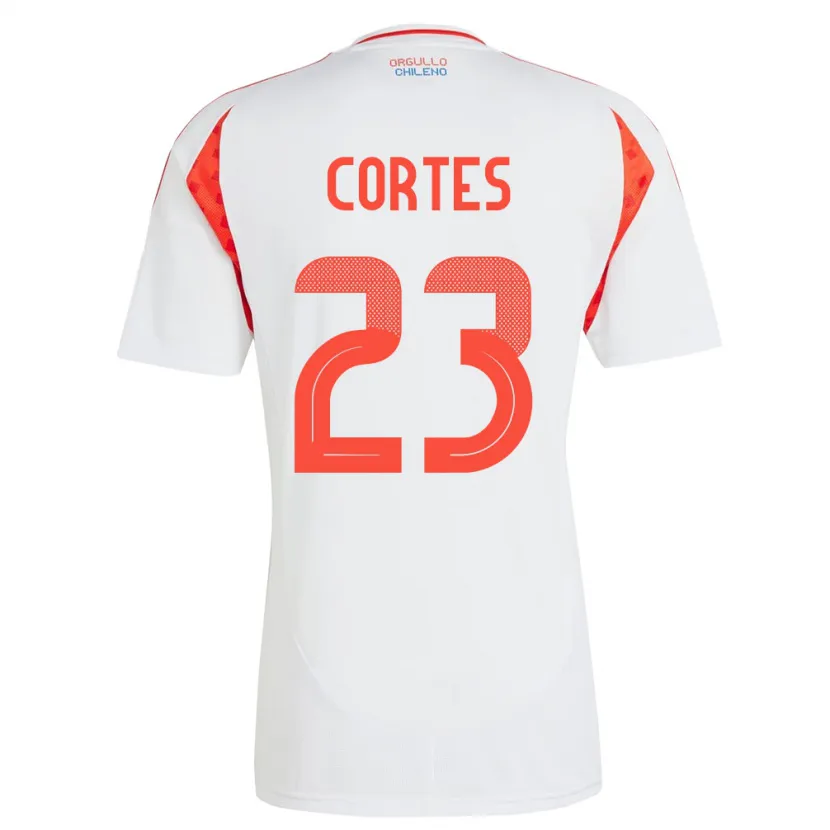 Danxen Mujer Camiseta Chile Brayan Cortés #23 Blanco 2ª Equipación 24-26 La Camisa México