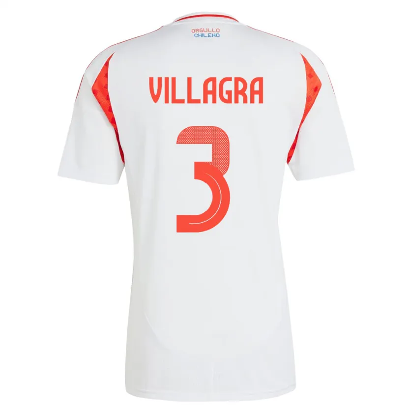 Danxen Mujer Camiseta Chile Jonathan Villagra #3 Blanco 2ª Equipación 24-26 La Camisa México