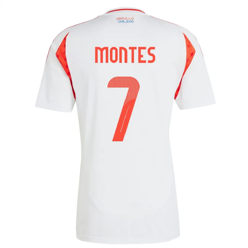 Danxen Mujer Camiseta Chile Clemente Montes #7 Blanco 2ª Equipación 24-26 La Camisa México