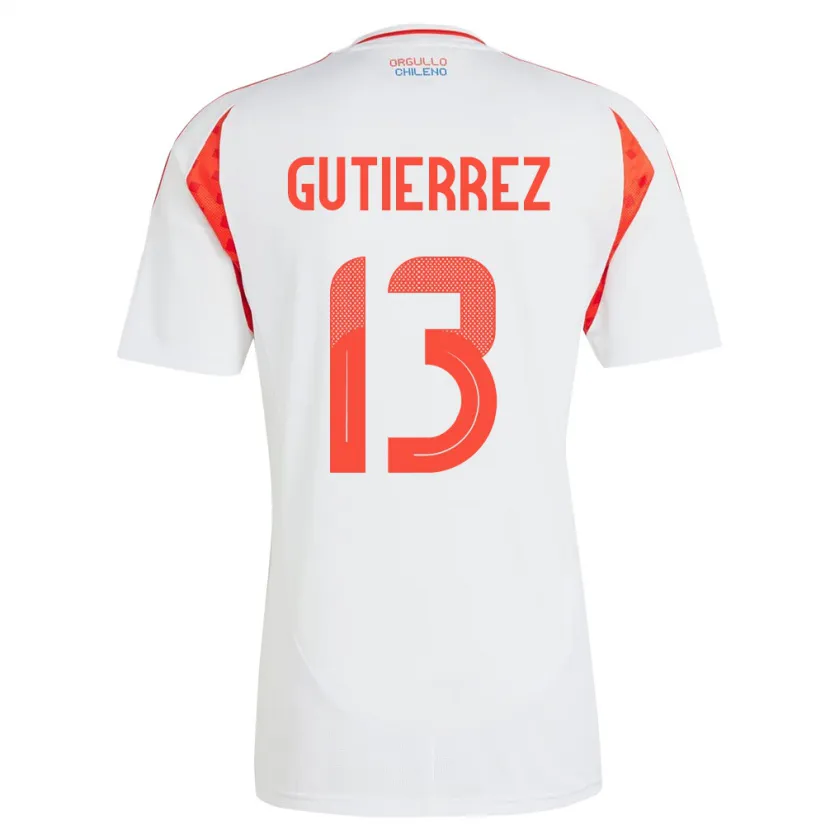 Danxen Mujer Camiseta Chile Daniel Gutiérrez #13 Blanco 2ª Equipación 24-26 La Camisa México