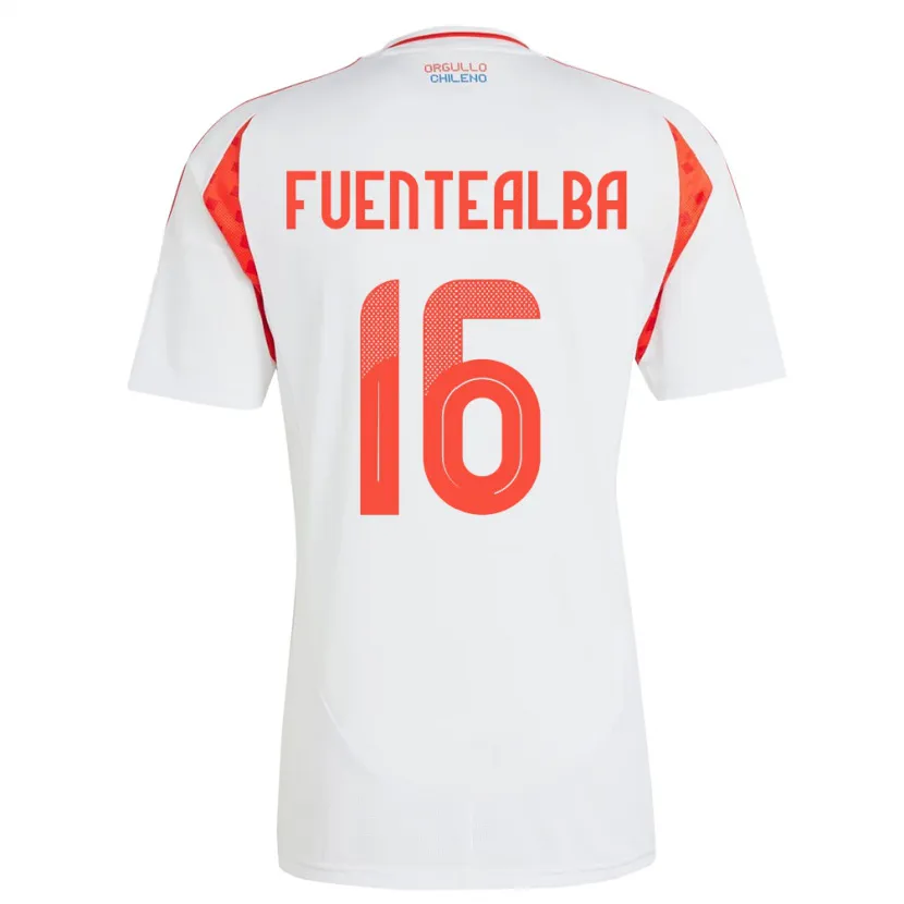Danxen Mujer Camiseta Chile Jeison Fuentealba #16 Blanco 2ª Equipación 24-26 La Camisa México