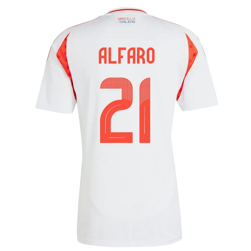 Danxen Mujer Camiseta Chile Julián Alfaro #21 Blanco 2ª Equipación 24-26 La Camisa México