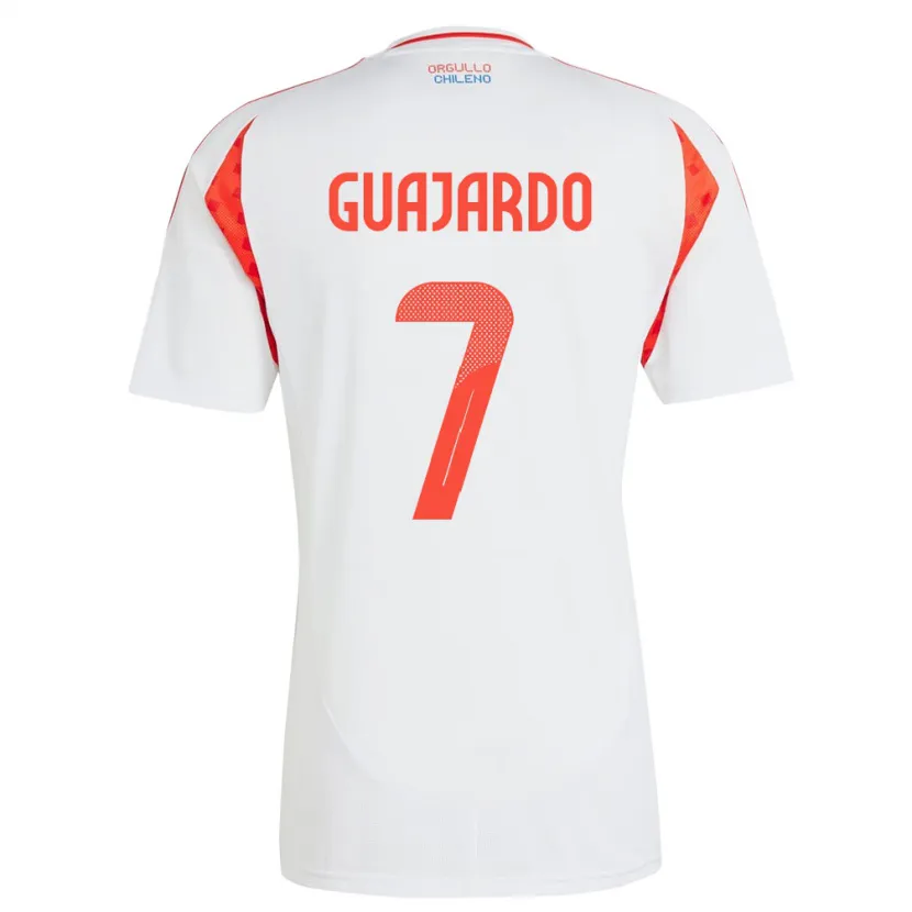 Danxen Mujer Camiseta Chile Paolo Guajardo #7 Blanco 2ª Equipación 24-26 La Camisa México