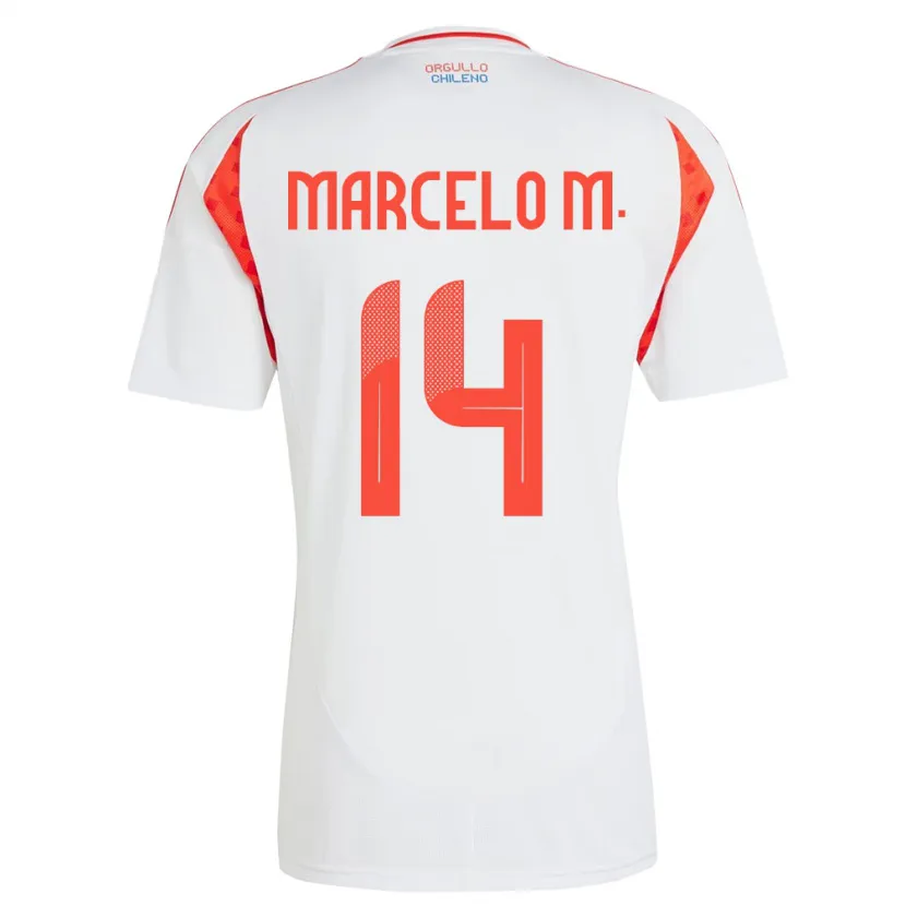 Danxen Mujer Camiseta Chile Marcelo Morales #14 Blanco 2ª Equipación 24-26 La Camisa México