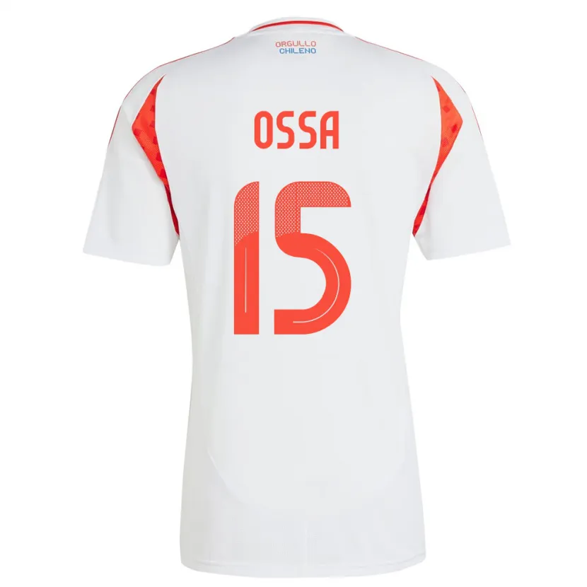 Danxen Mujer Camiseta Chile Diego Ossa #15 Blanco 2ª Equipación 24-26 La Camisa México