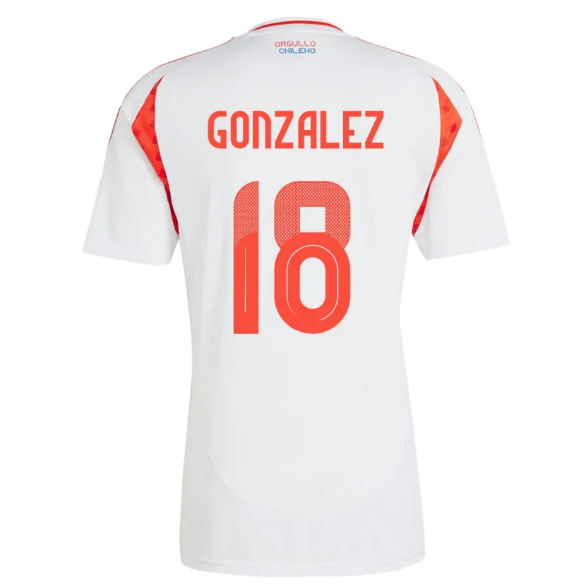 Danxen Mujer Camiseta Chile Bryan González #18 Blanco 2ª Equipación 24-26 La Camisa México