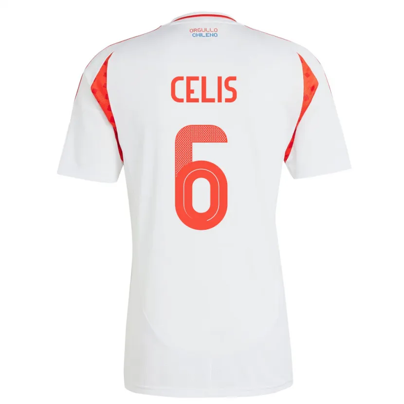 Danxen Mujer Camiseta Chile Milovan Celis #6 Blanco 2ª Equipación 24-26 La Camisa México
