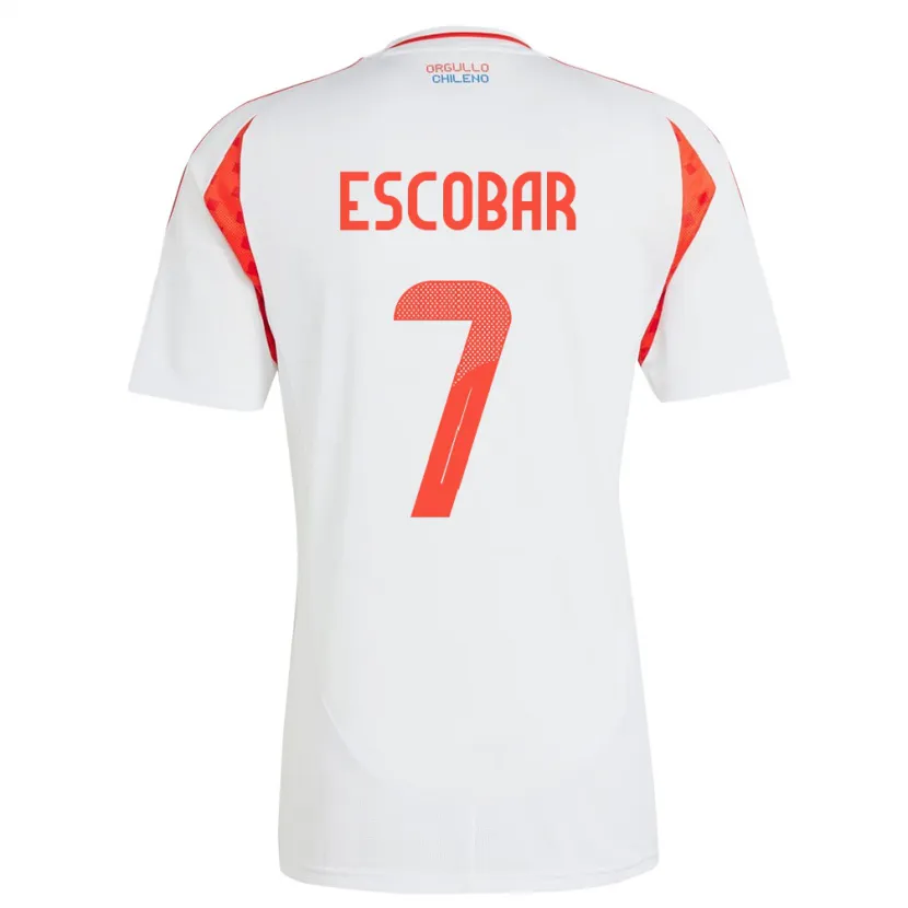 Danxen Mujer Camiseta Chile Bastián Escobar #7 Blanco 2ª Equipación 24-26 La Camisa México