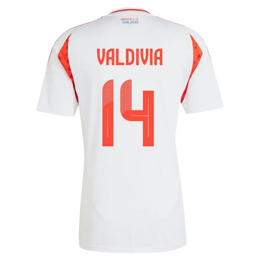 Danxen Mujer Camiseta Chile Felipe Valdivia #14 Blanco 2ª Equipación 24-26 La Camisa México