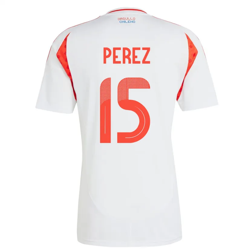 Danxen Mujer Camiseta Chile Ignacio Pérez #15 Blanco 2ª Equipación 24-26 La Camisa México
