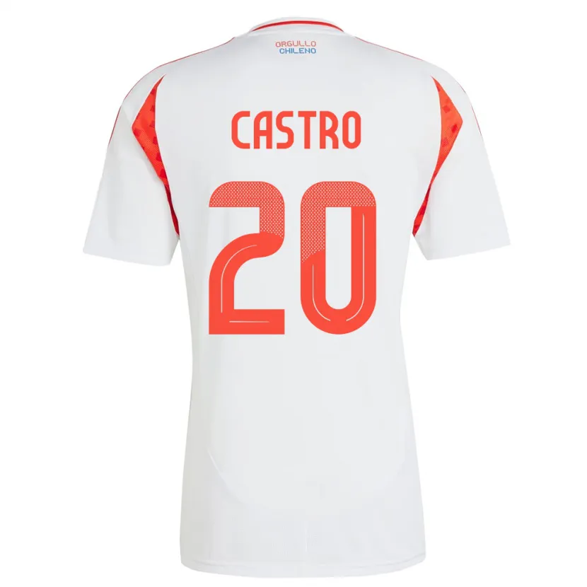 Danxen Mujer Camiseta Chile Benjamín Castro #20 Blanco 2ª Equipación 24-26 La Camisa México