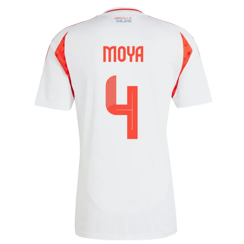 Danxen Mujer Camiseta Chile Matías Moya #4 Blanco 2ª Equipación 24-26 La Camisa México