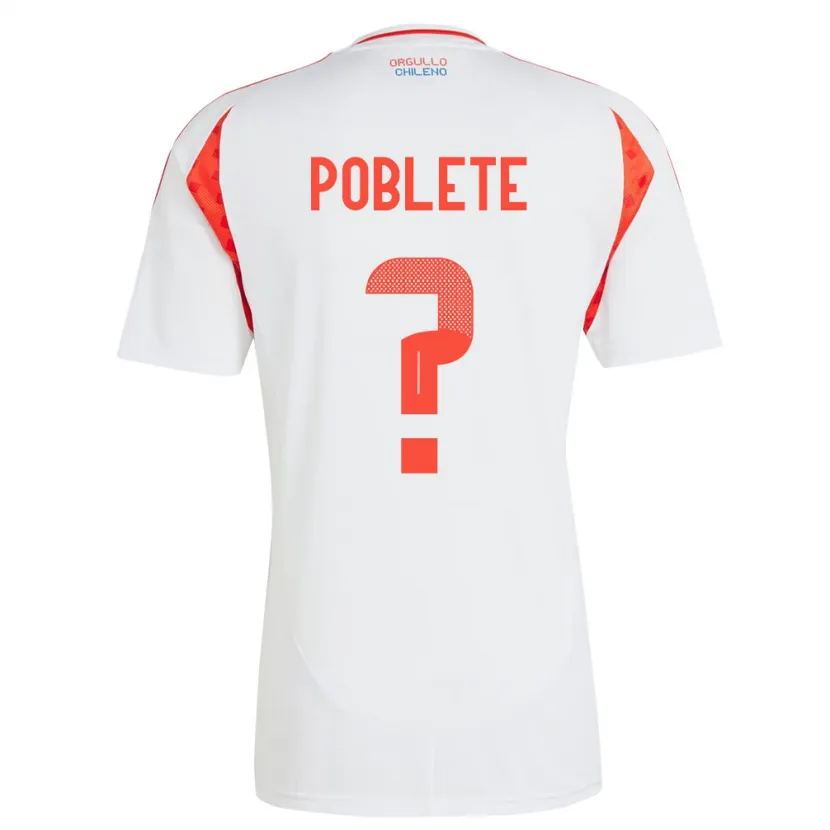 Danxen Mujer Camiseta Chile José Poblete #0 Blanco 2ª Equipación 24-26 La Camisa México