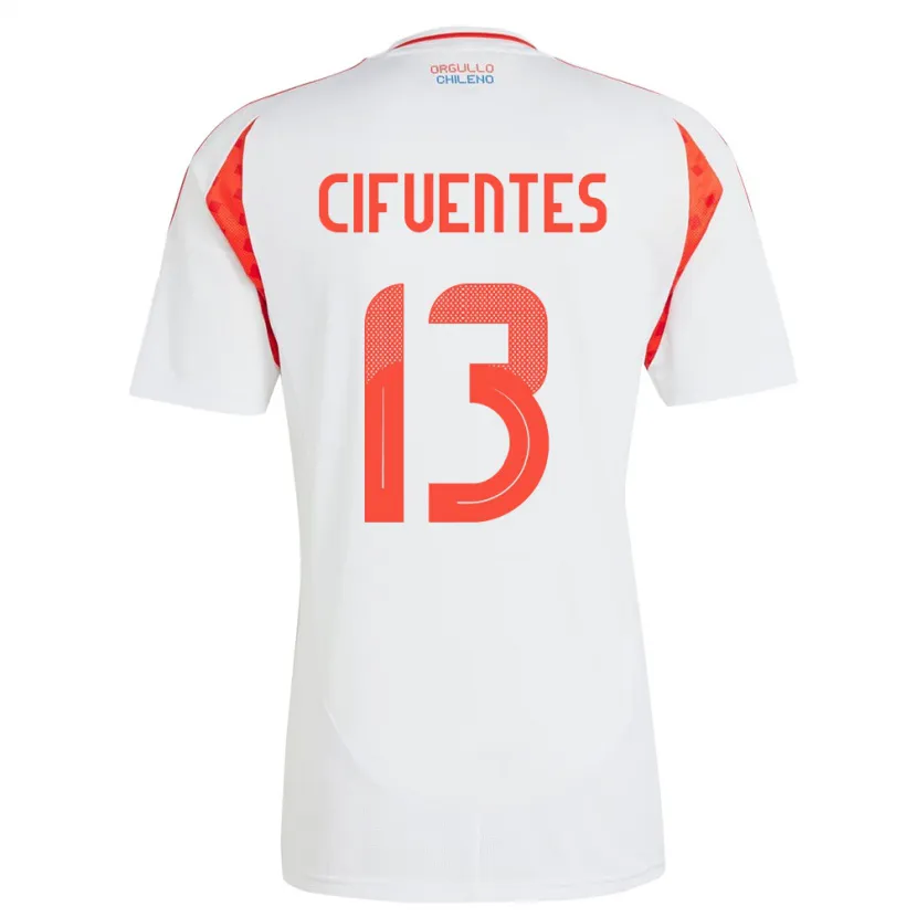 Danxen Mujer Camiseta Chile Anaís Cifuentes #13 Blanco 2ª Equipación 24-26 La Camisa México
