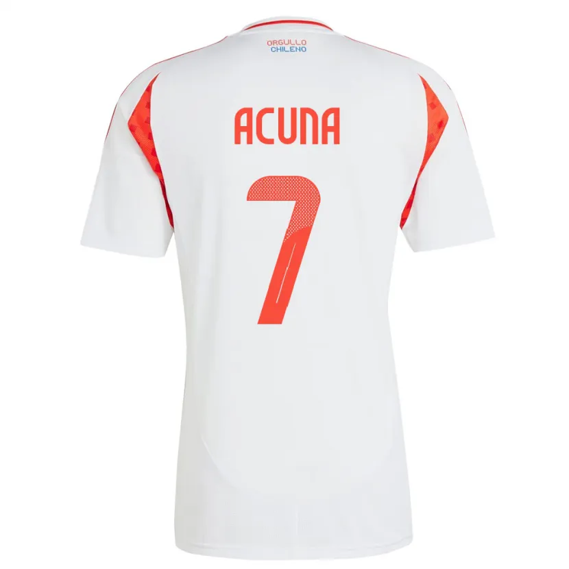 Danxen Mujer Camiseta Chile Yenny Acuña #7 Blanco 2ª Equipación 24-26 La Camisa México