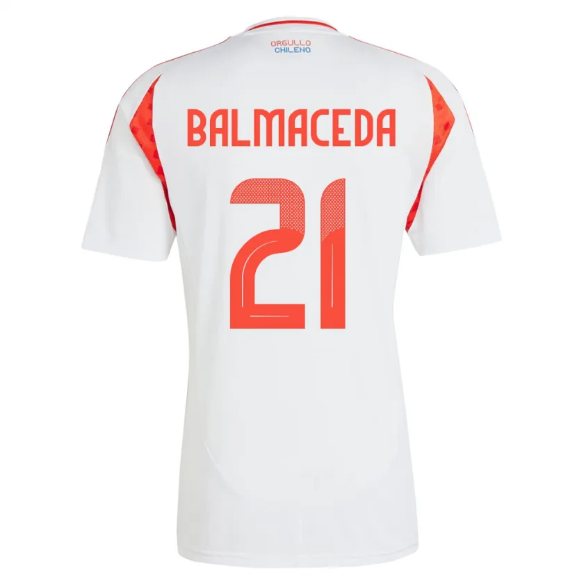 Danxen Mujer Camiseta Chile Rosario Balmaceda #21 Blanco 2ª Equipación 24-26 La Camisa México