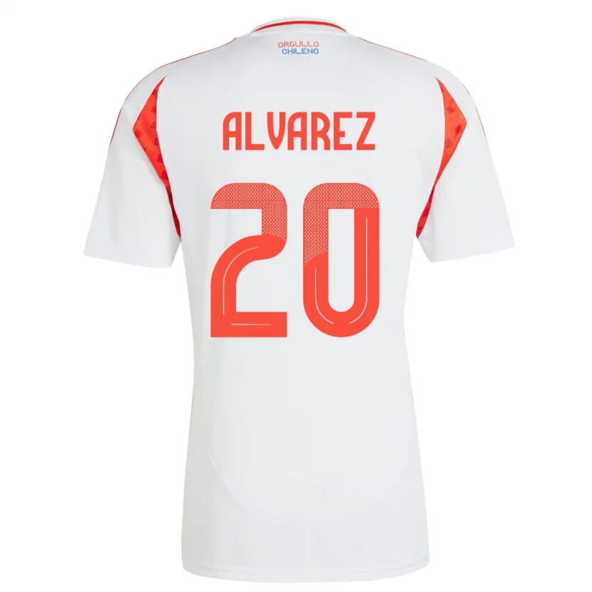 Danxen Mujer Camiseta Chile Anaís Álvarez #20 Blanco 2ª Equipación 24-26 La Camisa México