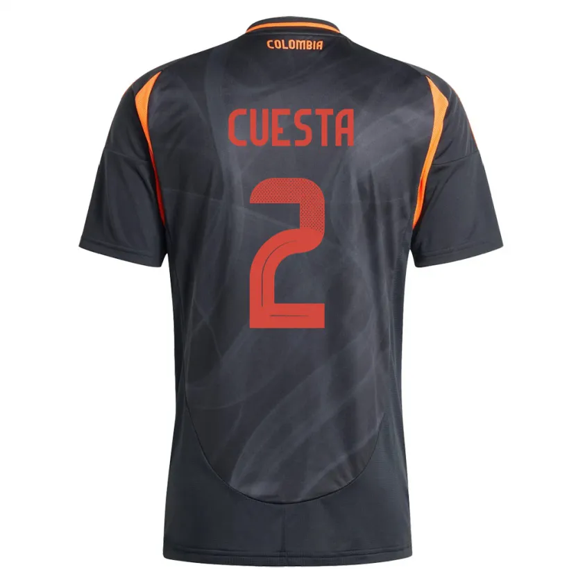 Danxen Mujer Camiseta Colombia Carlos Cuesta #2 Negro 2ª Equipación 24-26 La Camisa México