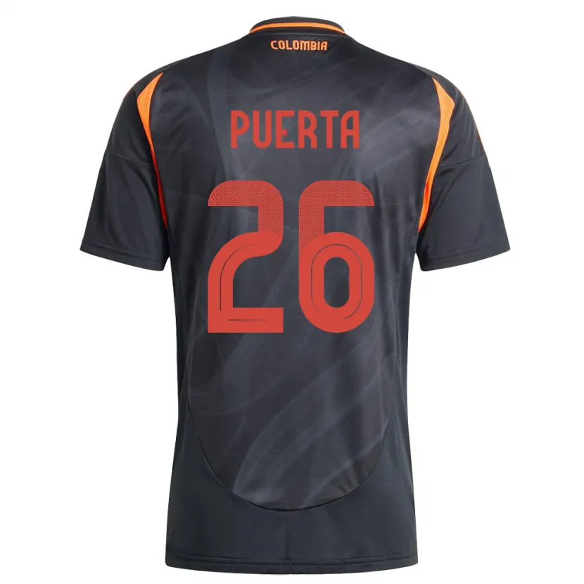 Danxen Mujer Camiseta Colombia Gustavo Puerta #26 Negro 2ª Equipación 24-26 La Camisa México