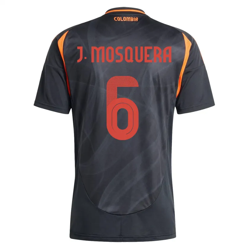 Danxen Mujer Camiseta Colombia Juan Mosquera #6 Negro 2ª Equipación 24-26 La Camisa México