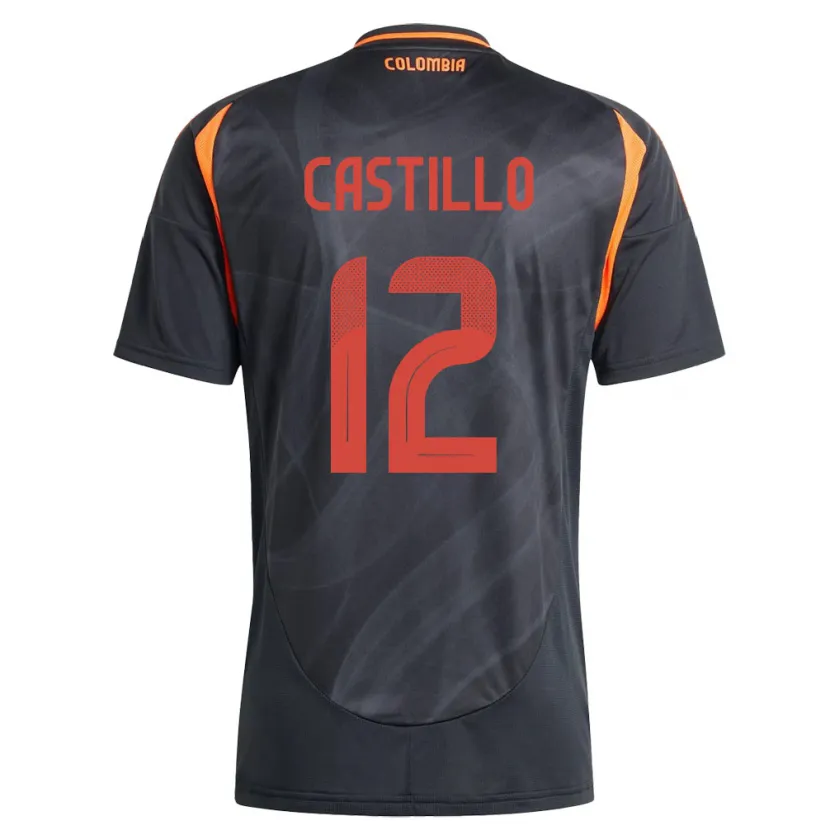 Danxen Mujer Camiseta Colombia Juan Castillo #12 Negro 2ª Equipación 24-26 La Camisa México