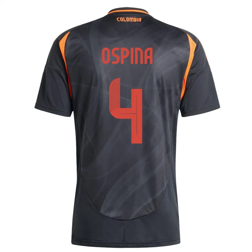 Danxen Mujer Camiseta Colombia Diana Ospina #4 Negro 2ª Equipación 24-26 La Camisa México