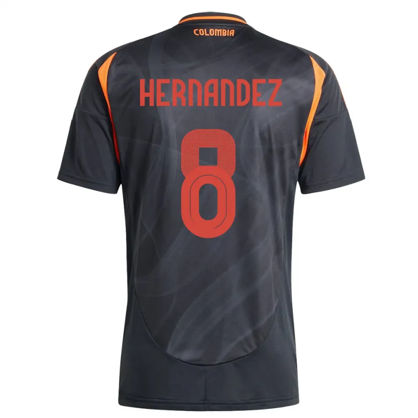 Danxen Mujer Camiseta Colombia Natalia Hernández #8 Negro 2ª Equipación 24-26 La Camisa México