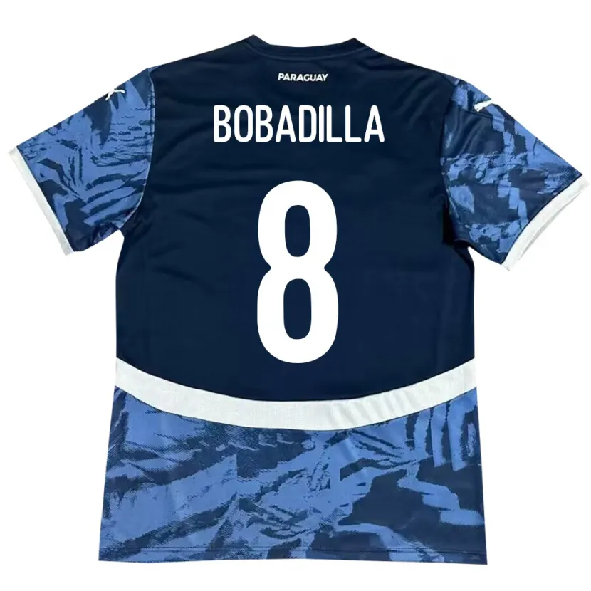 Danxen Mujer Camiseta Paraguay Damián Bobadilla #8 Azul 2ª Equipación 24-26 La Camisa México