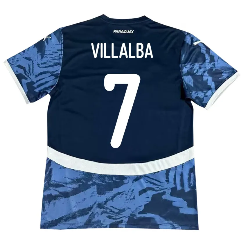 Danxen Mujer Camiseta Paraguay Rodrigo Villalba #7 Azul 2ª Equipación 24-26 La Camisa México