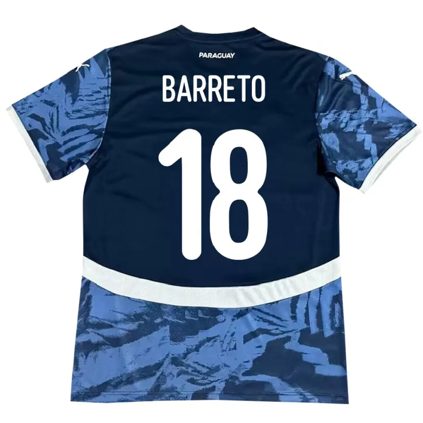 Danxen Mujer Camiseta Paraguay Liz Barreto #18 Azul 2ª Equipación 24-26 La Camisa México
