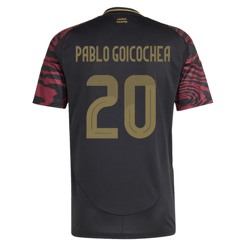 Danxen Mujer Camiseta Perú Juan Pablo Goicochea #20 Negro 2ª Equipación 24-26 La Camisa México