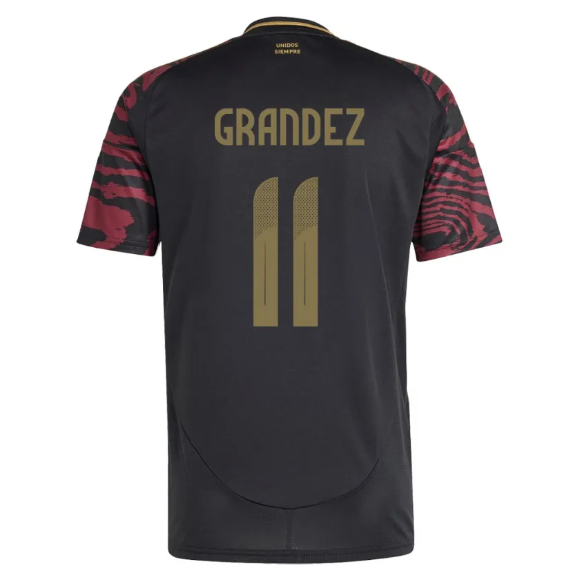 Danxen Mujer Camiseta Perú Guillermo Grández #11 Negro 2ª Equipación 24-26 La Camisa México