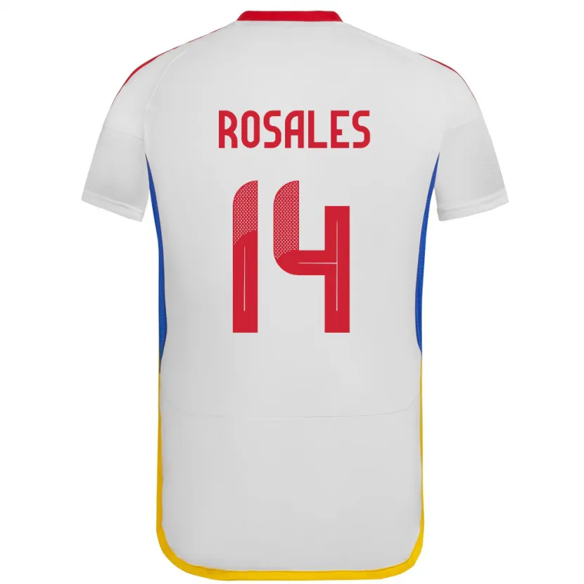 Danxen Mujer Camiseta Venezuela Roberto Rosales #14 Blanco 2ª Equipación 24-26 La Camisa México