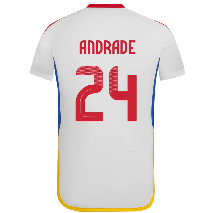 Danxen Mujer Camiseta Venezuela Kervin Andrade #24 Blanco 2ª Equipación 24-26 La Camisa México