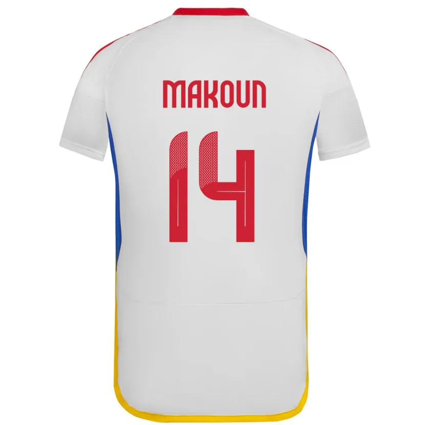 Danxen Mujer Camiseta Venezuela Christian Makoun #14 Blanco 2ª Equipación 24-26 La Camisa México