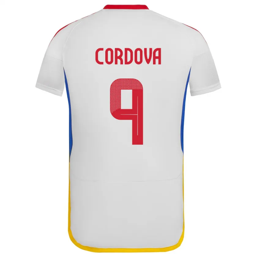 Danxen Mujer Camiseta Venezuela Sergio Córdova #9 Blanco 2ª Equipación 24-26 La Camisa México