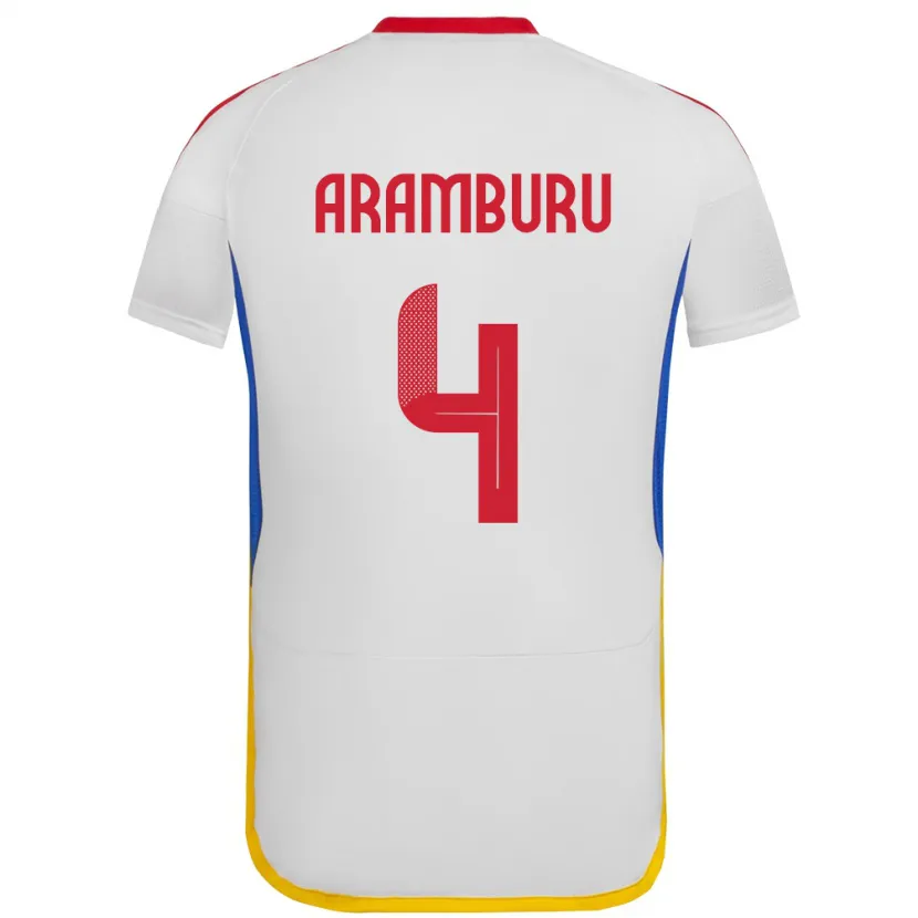 Danxen Mujer Camiseta Venezuela Jon Aramburu #4 Blanco 2ª Equipación 24-26 La Camisa México